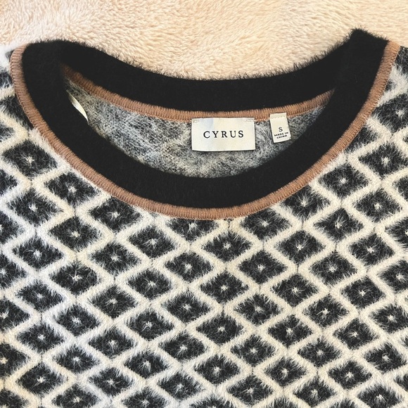 Cyrus Dover Crewneck Sweater Black White Geometric Size S - Picture 4 of 6